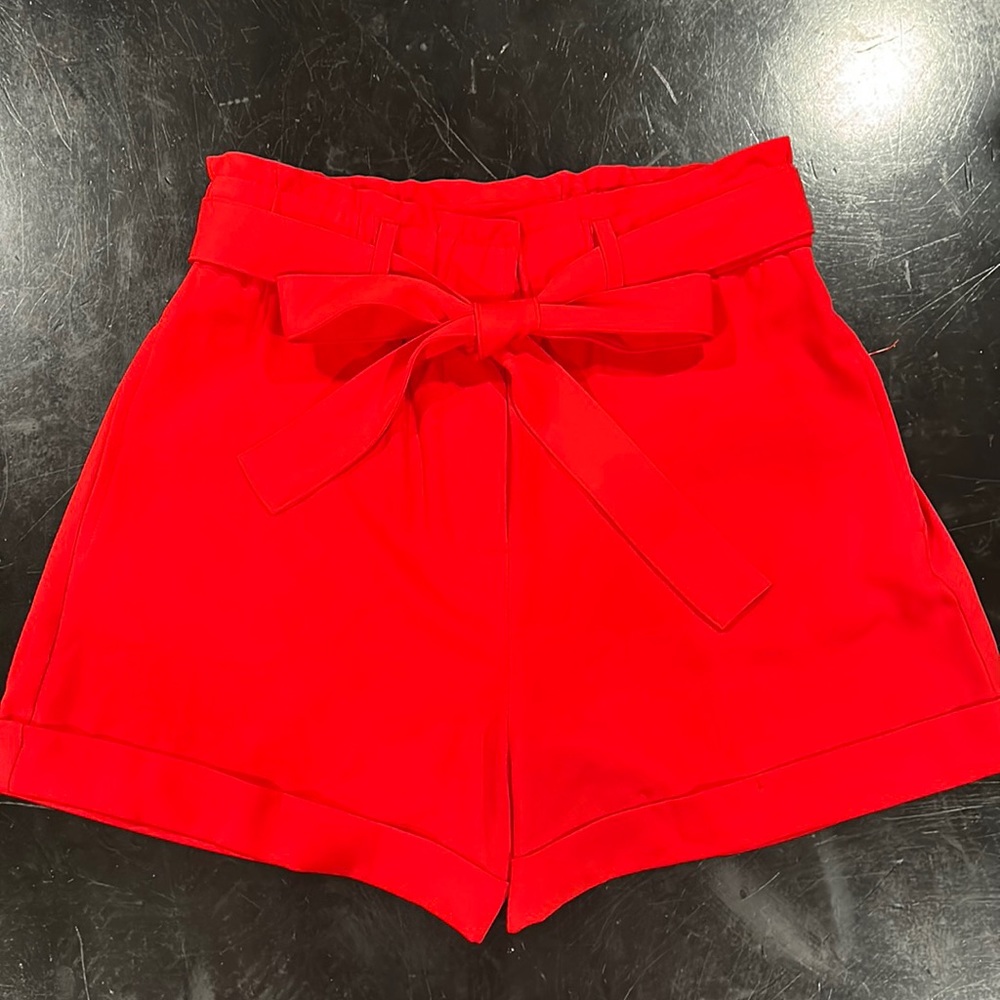 Red Boutique Shorts with Tie Belt Small